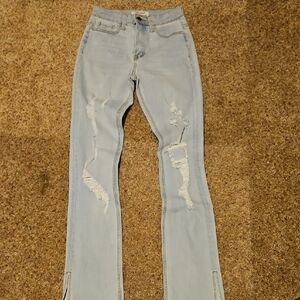 Vibrant Light Blue Straight Leg Jeans/Ankle Flare